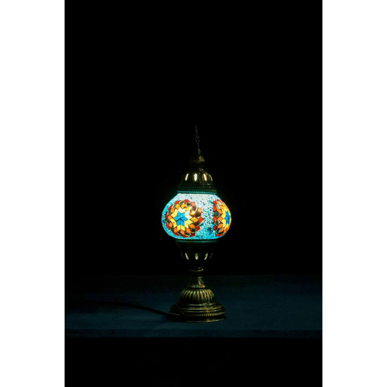 Table lamp, blue/red/yellow mosaic, diameter 15 cm
